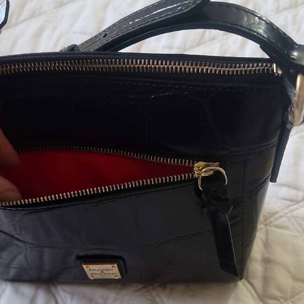 Dooney & Bourke Black Croc-Embossed Crossbody Bag - Picture 7 of 9